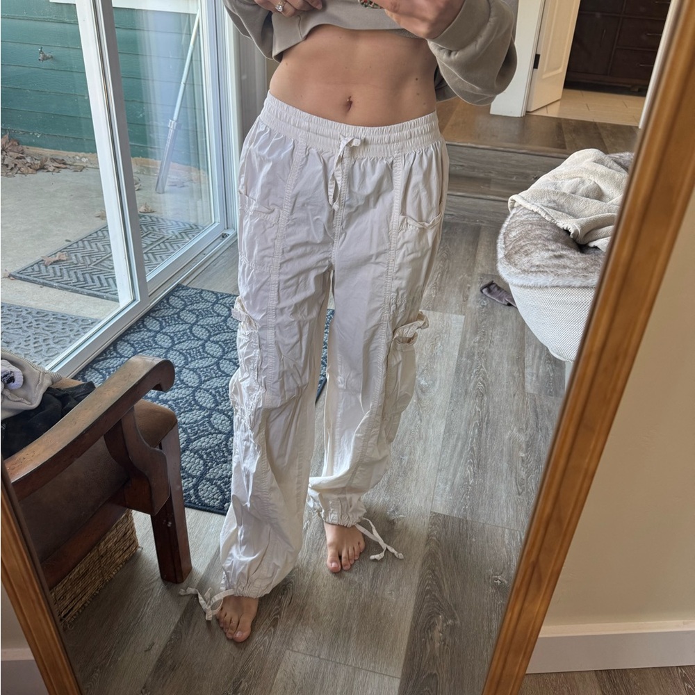 Aerie White Cargo Joggers